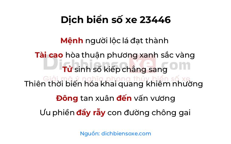 Dịch thơ biển số 23446