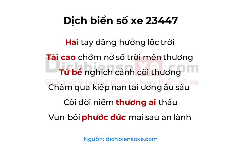 Dịch thơ biển số 23447