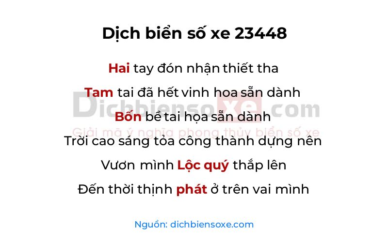 Dịch thơ biển số 23448
