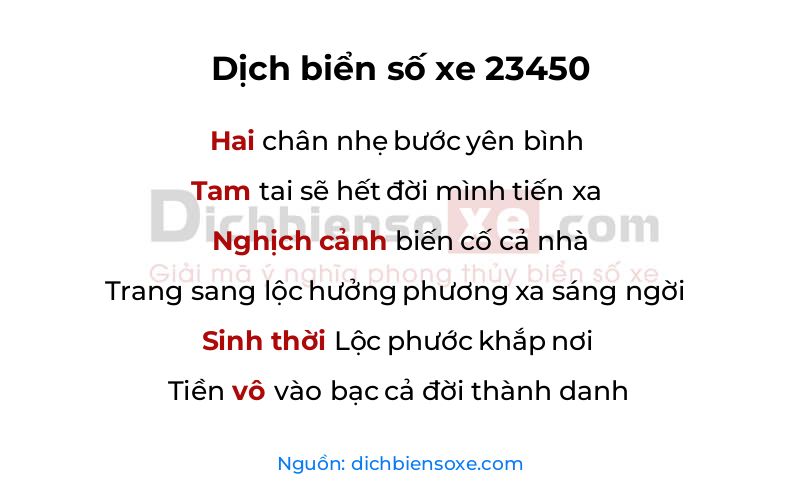 Dịch thơ biển số 23450