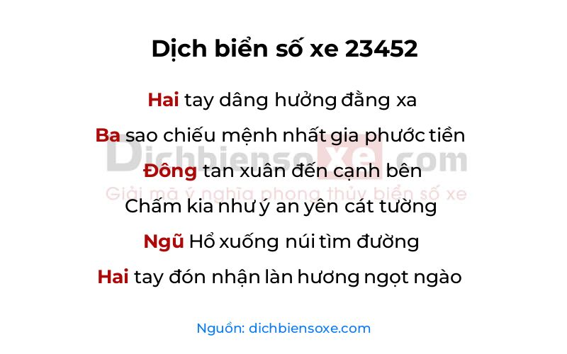 Dịch thơ biển số 23452