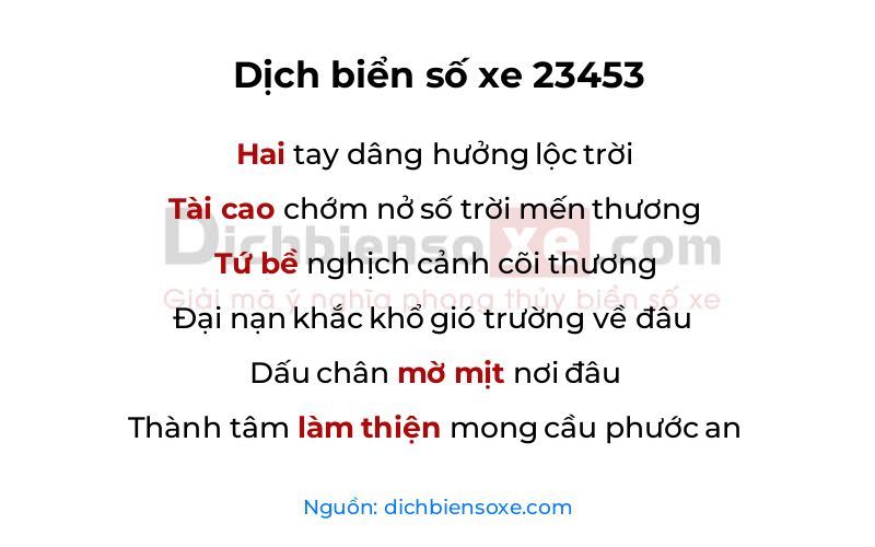 Dịch thơ biển số 23453
