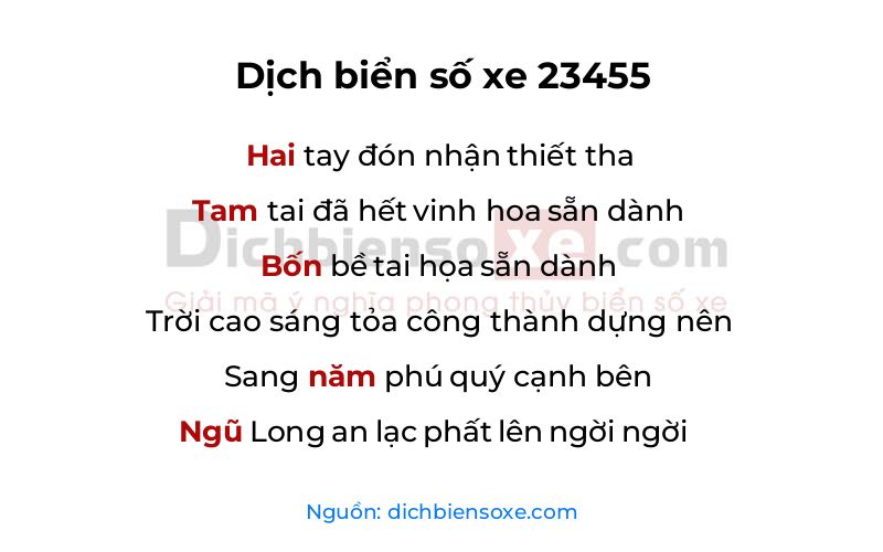 Dịch thơ biển số 23455