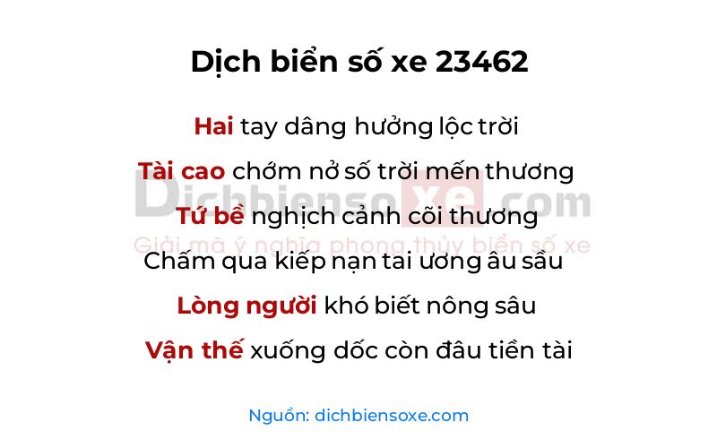 Dịch thơ biển số 23462