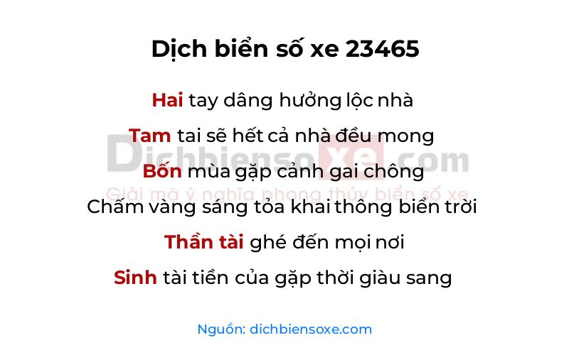 Dịch thơ biển số 23465