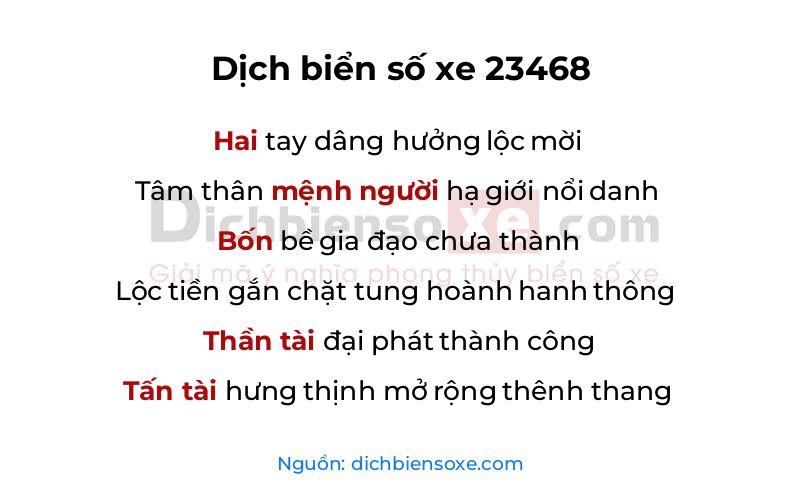 Dịch thơ biển số 23468
