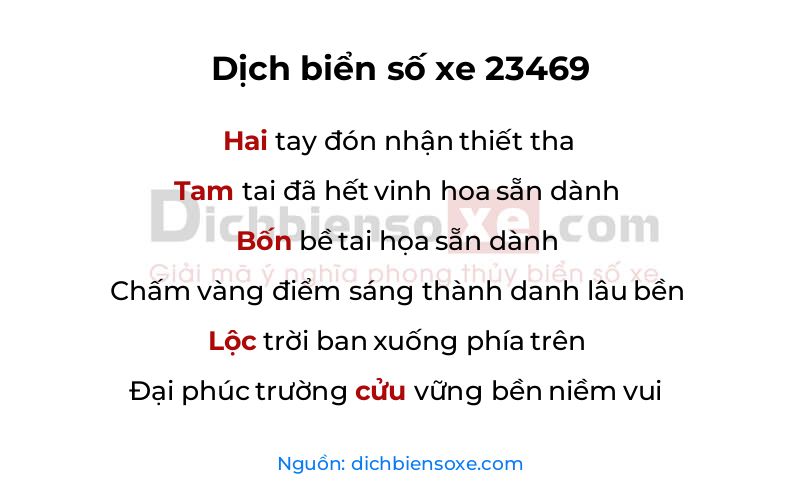 Dịch thơ biển số 23469