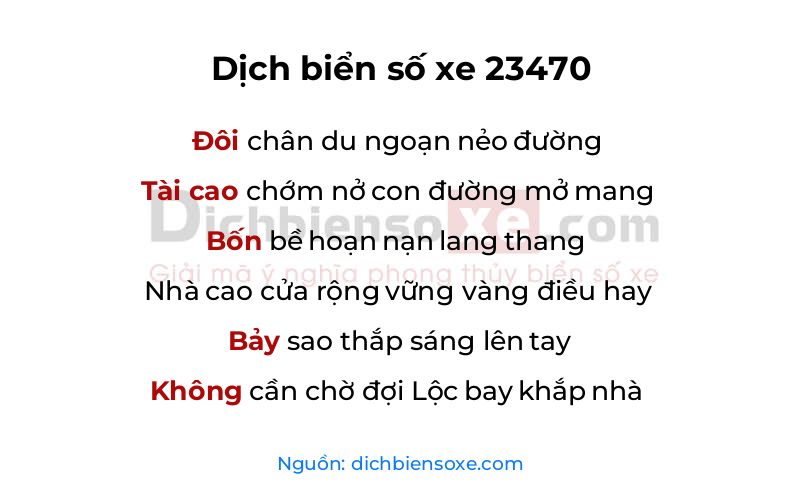 Dịch thơ biển số 23470