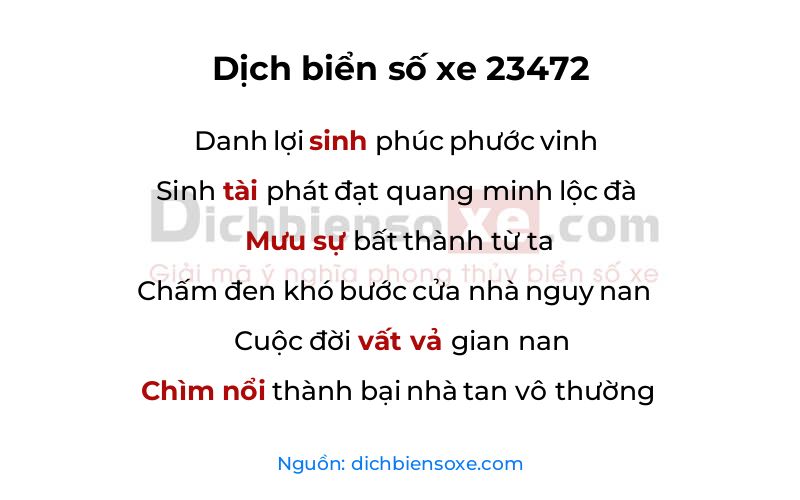 Dịch thơ biển số 23472