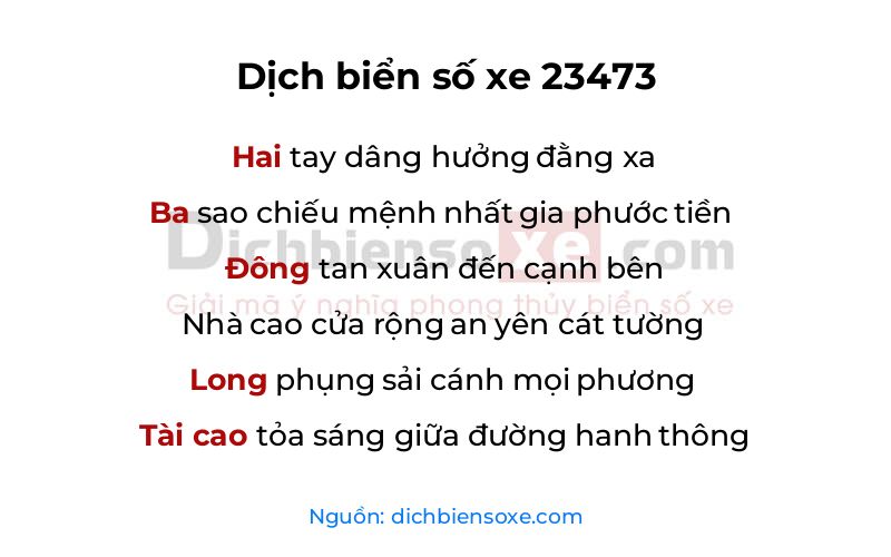 Dịch thơ biển số 23473