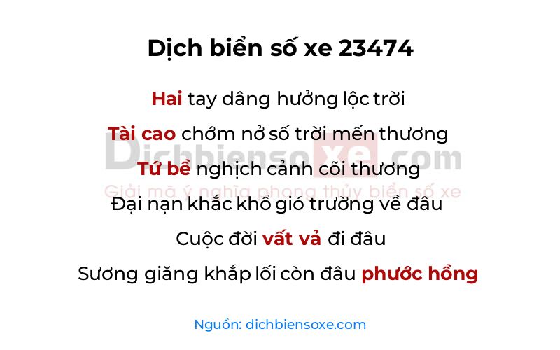 Dịch thơ biển số 23474