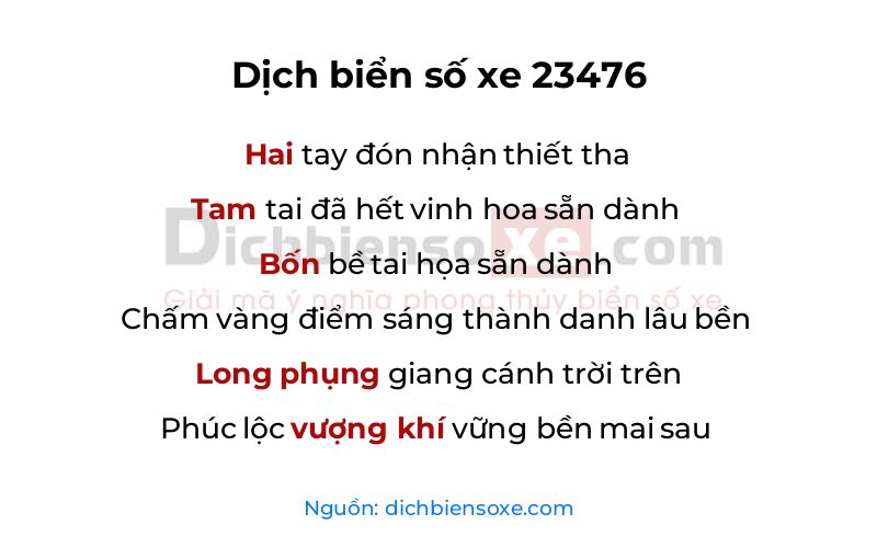 Dịch thơ biển số 23476
