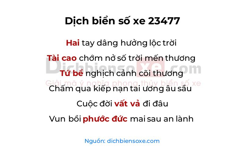 Dịch thơ biển số 23477
