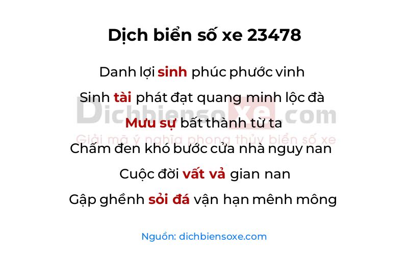Dịch thơ biển số 23478