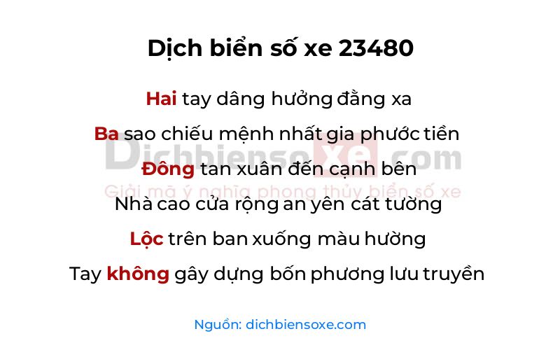 Dịch thơ biển số 23480