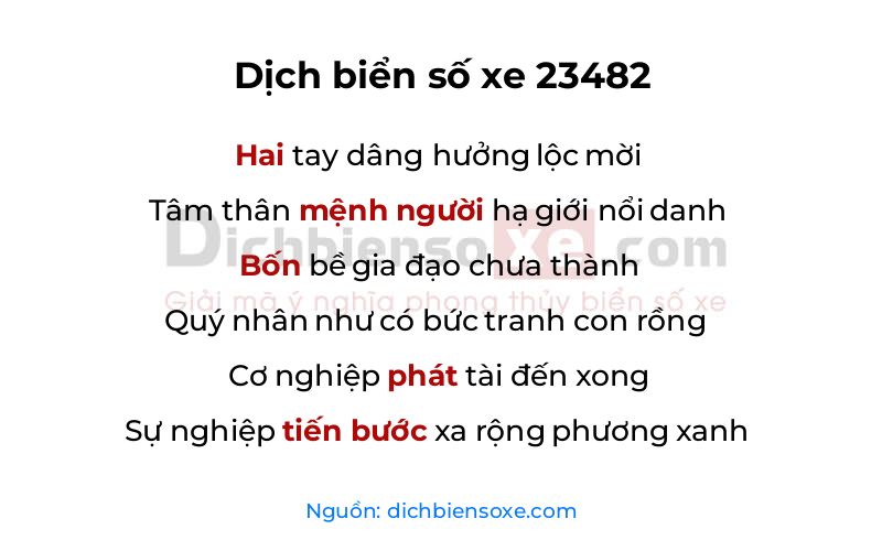 Dịch thơ biển số 23482
