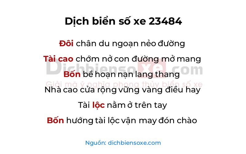 Dịch thơ biển số 23484