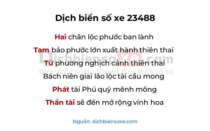Dịch thơ biển số 23488