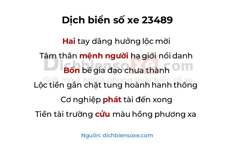 Dịch thơ biển số 23489