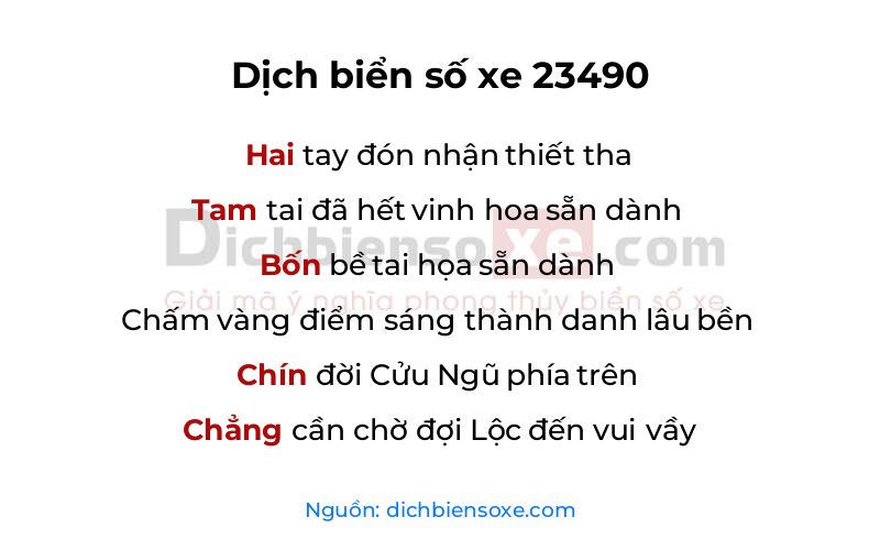 Dịch thơ biển số 23490