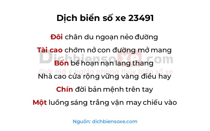 Dịch thơ biển số 23491