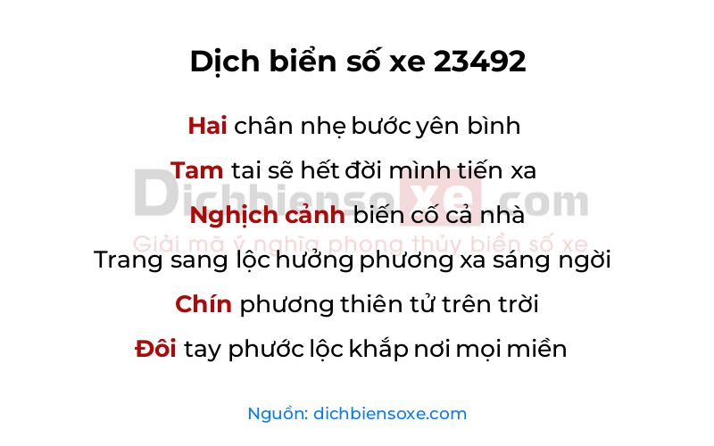 Dịch thơ biển số 23492