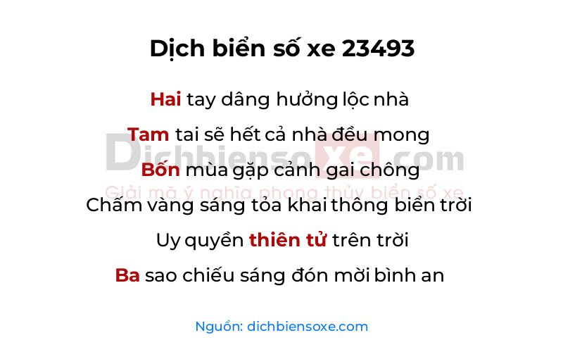 Dịch thơ biển số 23493