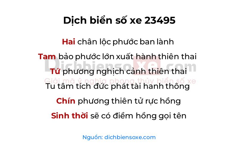 Dịch thơ biển số 23495
