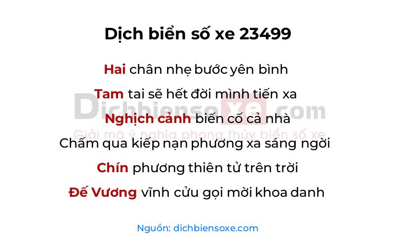 Dịch thơ biển số 23499