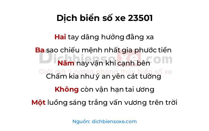 Dịch thơ biển số 23501