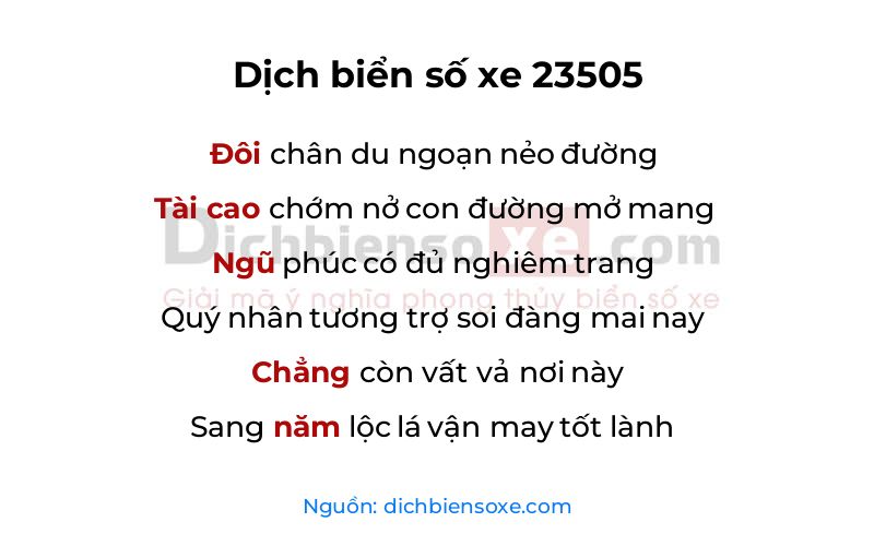 Dịch thơ biển số 23505