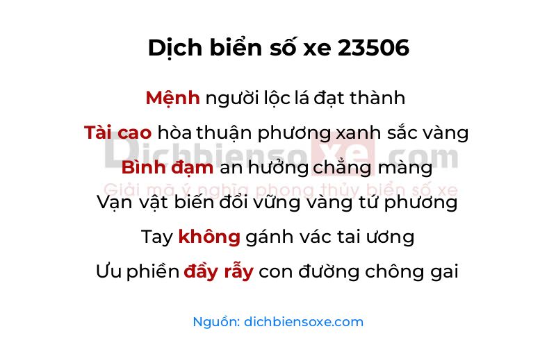 Dịch thơ biển số 23506