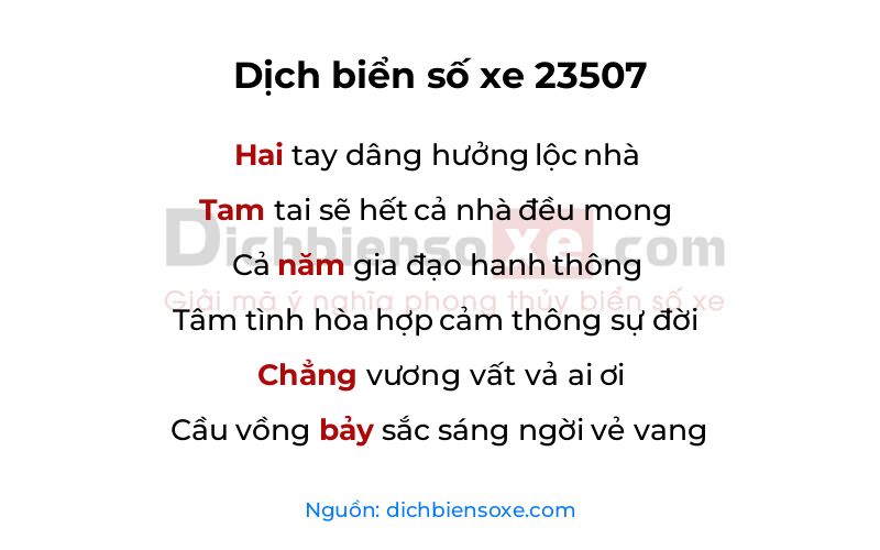 Dịch thơ biển số 23507