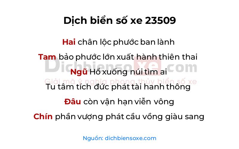 Dịch thơ biển số 23509