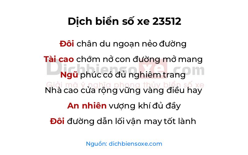 Dịch thơ biển số 23512