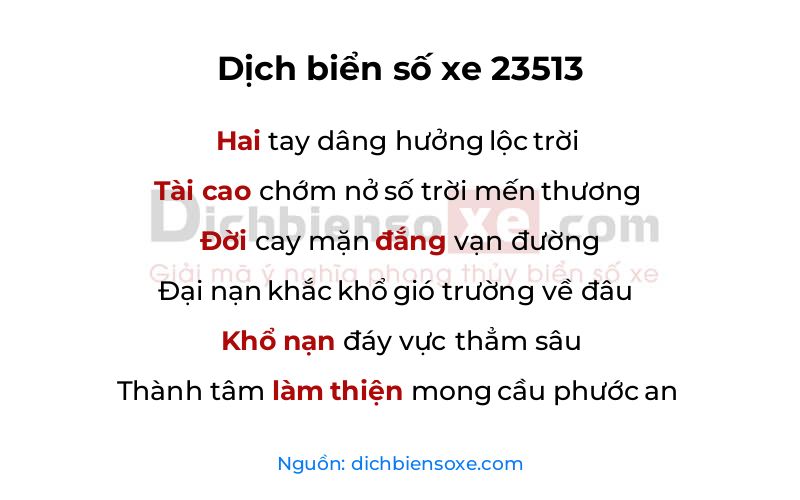 Dịch thơ biển số 23513