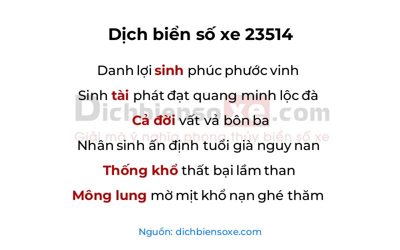 Dịch thơ biển số 23514