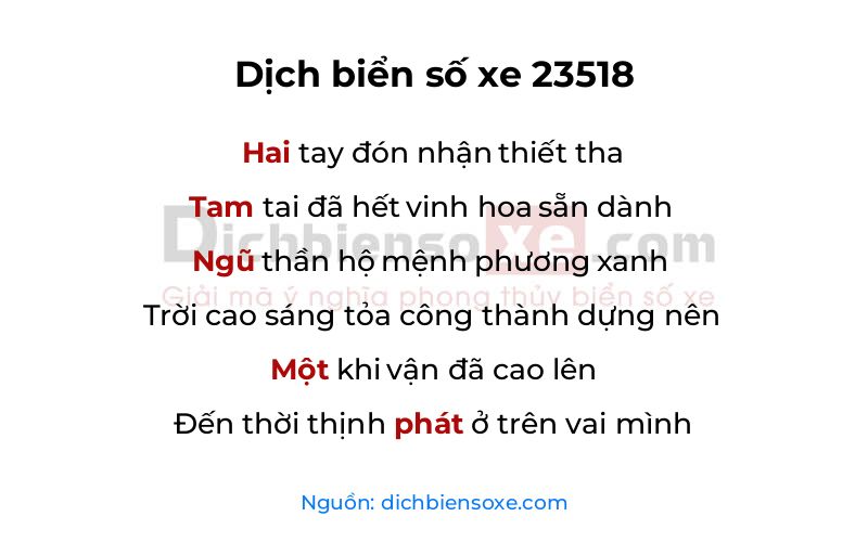 Dịch thơ biển số 23518