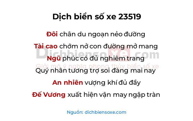 Dịch thơ biển số 23519