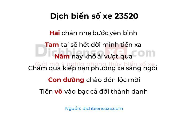 Dịch thơ biển số 23520