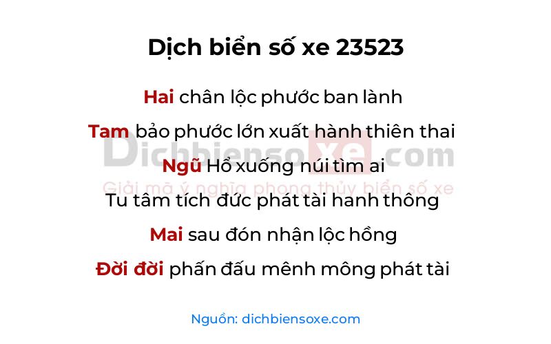 Dịch thơ biển số 23523