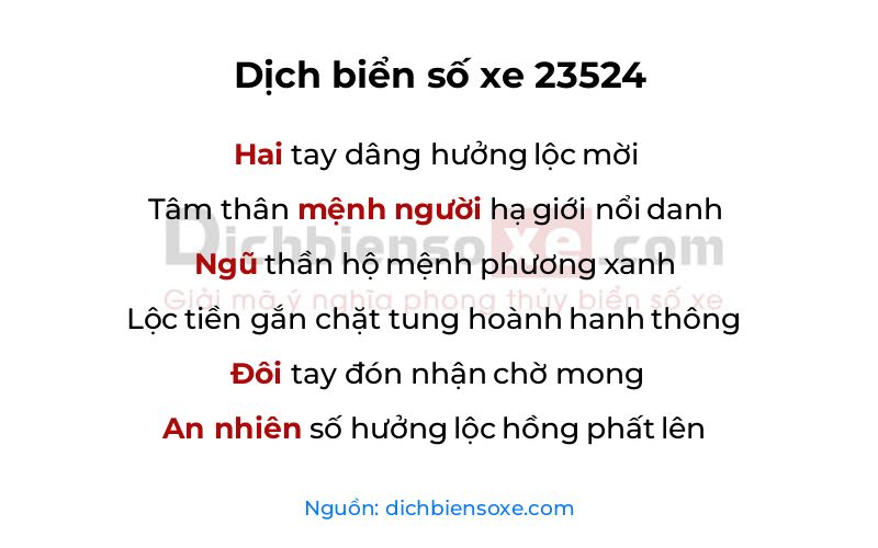 Dịch thơ biển số 23524