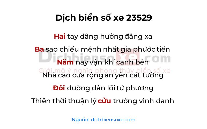 Dịch thơ biển số 23529