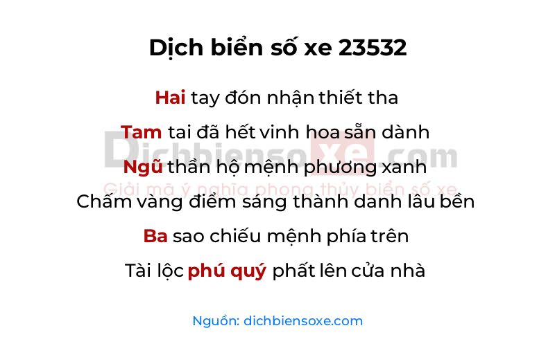 Dịch thơ biển số 23532