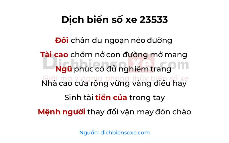 Dịch thơ biển số 23533