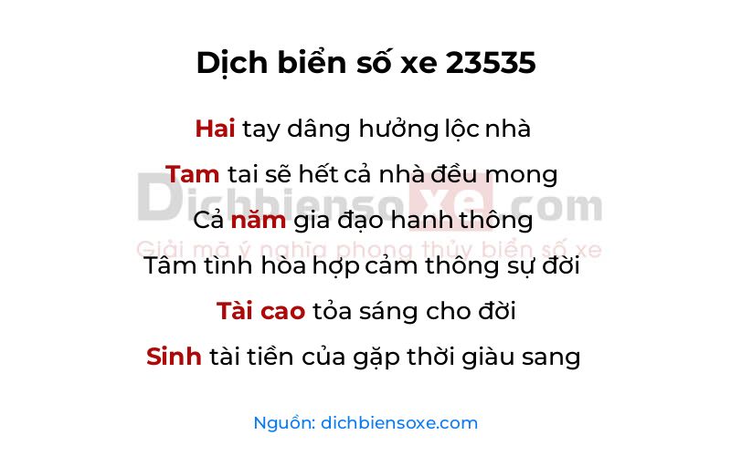 Dịch thơ biển số 23535
