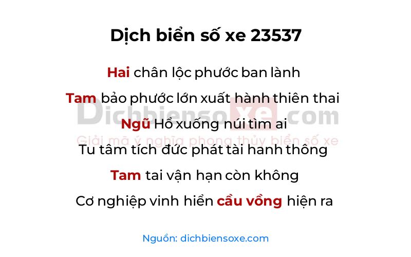 Dịch thơ biển số 23537