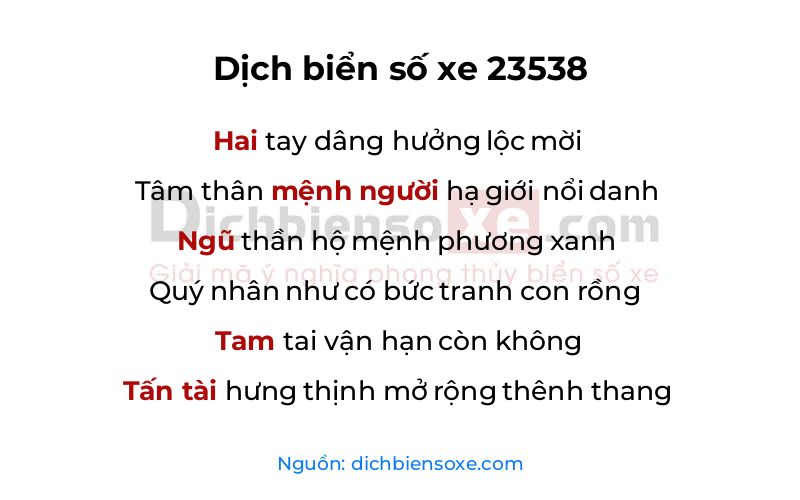 Dịch thơ biển số 23538