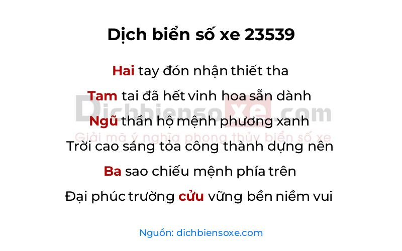 Dịch thơ biển số 23539