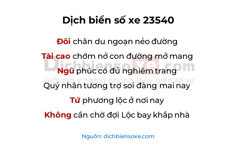 Dịch thơ biển số 23540